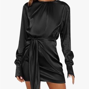 Elegant Black Satin Dress